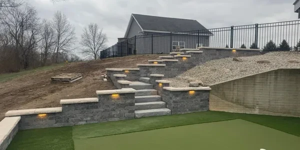 Retaining wall patio design