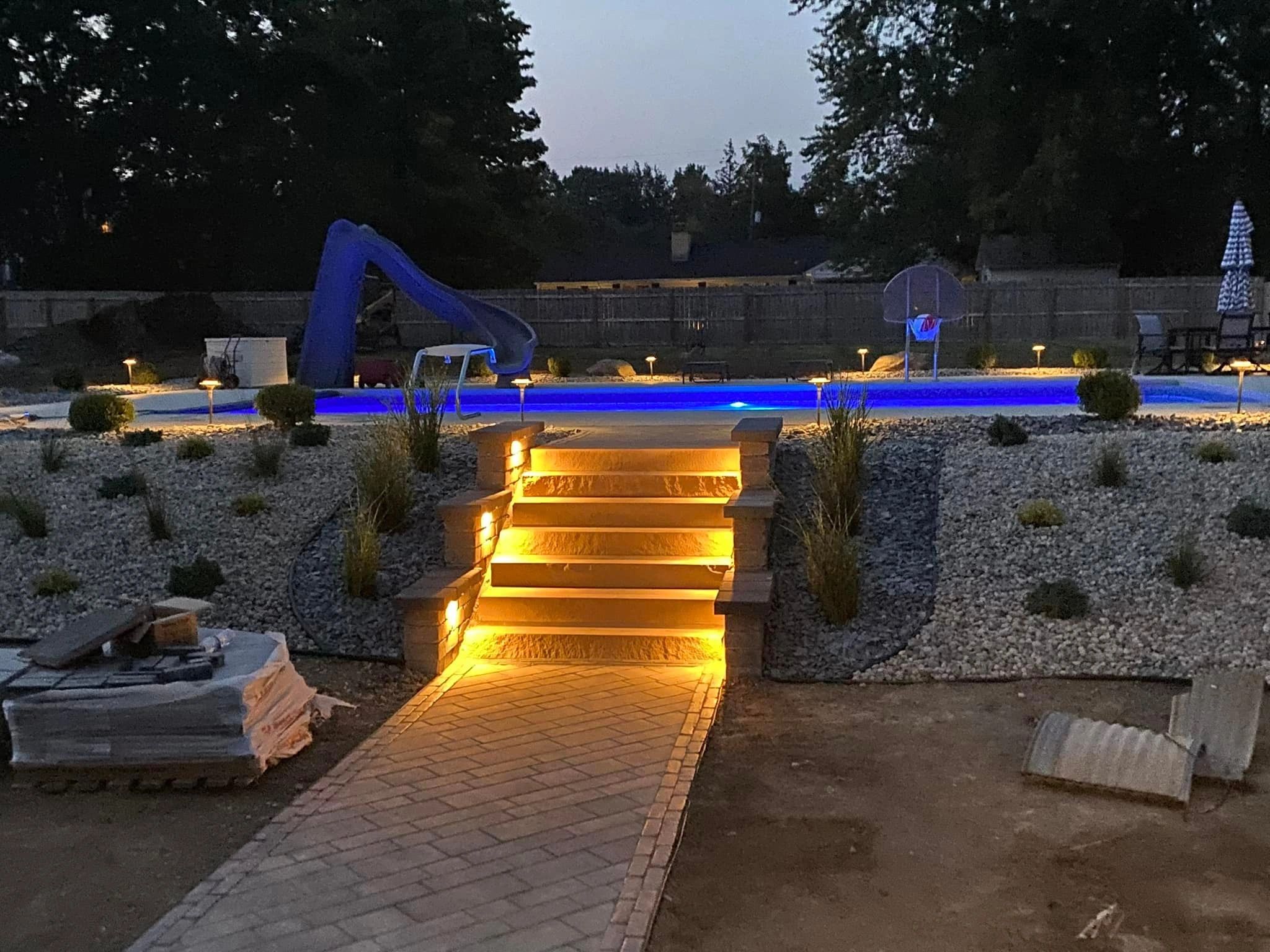 Natural stone steps walkway