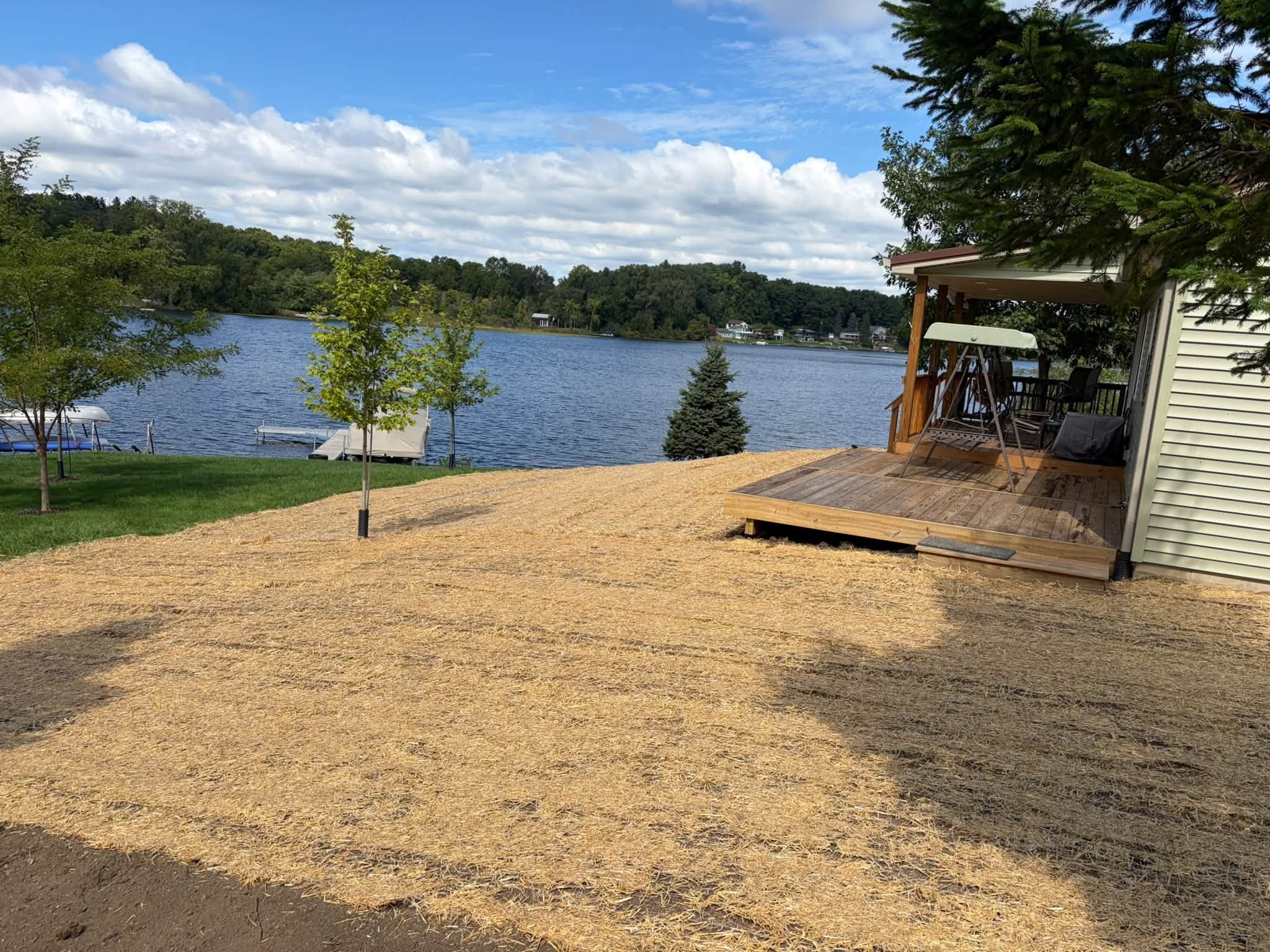 Sod installation crew laying turf